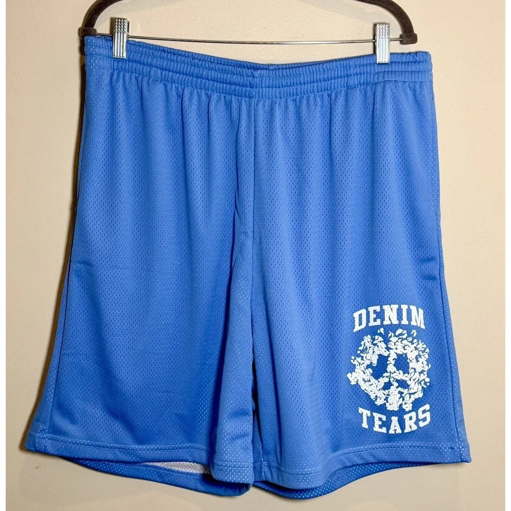 Denim Tears University Blue Mesh Shorts Mens XL SS25BRS1116 Light Blue